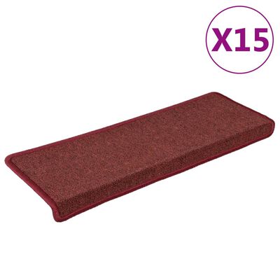 vidaXL Tappetini per Scale 15 pz 65x21x4 cm Rosso Opaco