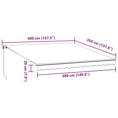 vidaXL Tenda da Sole Retrattile Manuale Marrone 400x350 cm