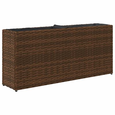 vidaXL Fioriere da Giardino con 2 Vasi Marrone 90x20x40 cm Polyrattan