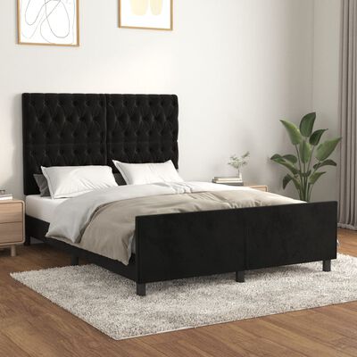 vidaXL Giroletto senza Materasso Nero 140x190 cm in Velluto