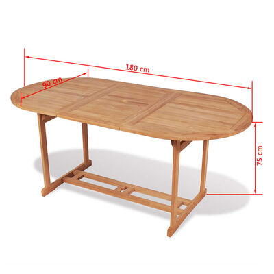 vidaXL Set da Pranzo da Giardino 7pz Sedie Pieghevoli Massello di Teak