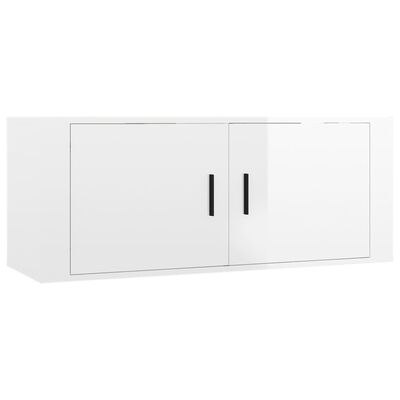 vidaXL Set di Mobili Porta TV 4 pz Bianco Lucido in Legno Multistrato