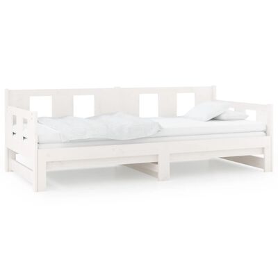 vidaXL Dormeuse Estraibile Bianca Legno Massello di Pino 2x(80x200) cm