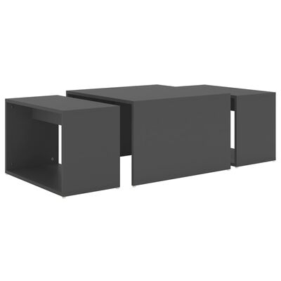 vidaXL Set Tavolini Incastro Grigio 3pz 60x60x38 cm Legno Multistrato