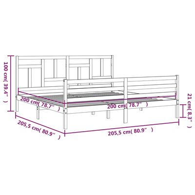 vidaXL Giroletto con Testiera 200x200 cm in Legno Massello