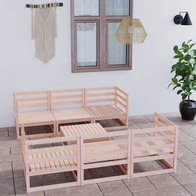 vidaXL Set Divani da Giardino 7 pz in Legno Massello di Pino