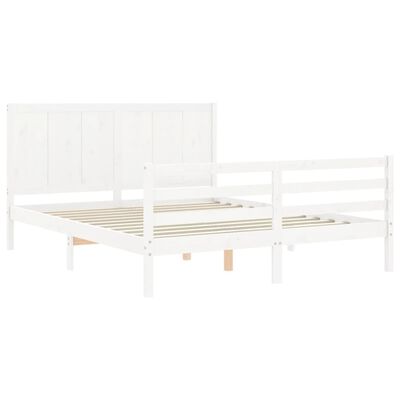 vidaXL Giroletto con Testiera Bianco King Size in Legno Massello