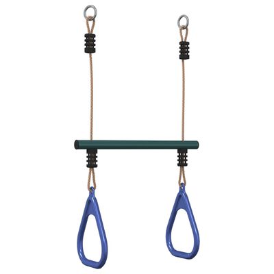 vidaXL Barra Trapezio con Anelli per Bambini Blu e Verde in Acciaio