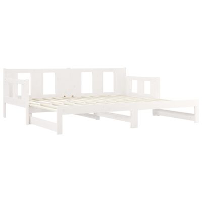 vidaXL Dormeuse Estraibile Bianca Legno Massello di Pino 2x(80x200) cm