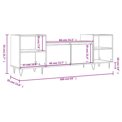 vidaXL Mobile Porta TV Rovere Sonoma 160x35x55 cm Legno Multistrato