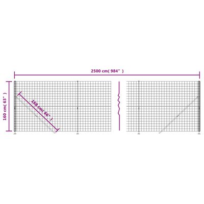 vidaXL Recinzione Metallica con Flangia Antracite 1,6x25 m