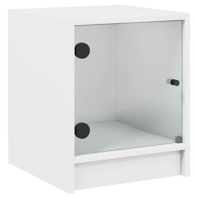 vidaXL Comodini con Ante in Vetro 2pz Bianco 35x37x42 cm