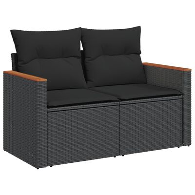 vidaXL Set Divani da Giardino 13pz con Cuscini Nero in Polyrattan