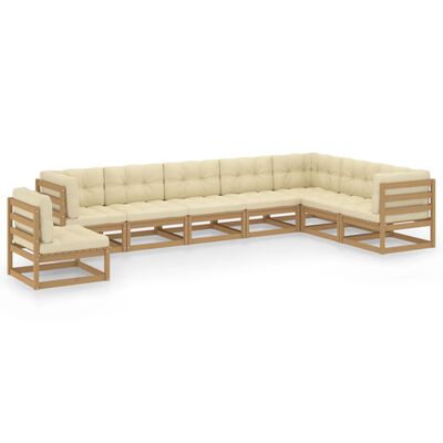 vidaXL Set Salotto Giardino e Cuscini 8 pz Legno Massello Pino Ambra