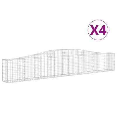 vidaXL Cesti Gabbioni ad Arco 4 pz 400x30x60/80 cm Ferro Zincato