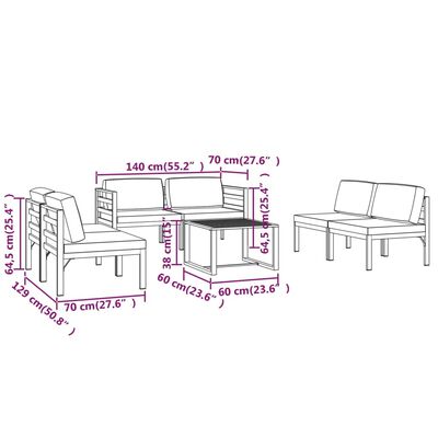 vidaXL Set Divani da Giardino 7 pz con Cuscini in Alluminio Antracite