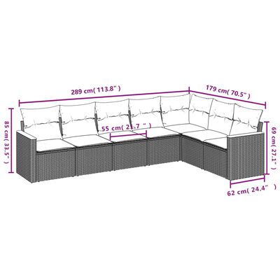 vidaXL Set Divano da Giardino 7 pz con Cuscini Beige Misto Polyrattan