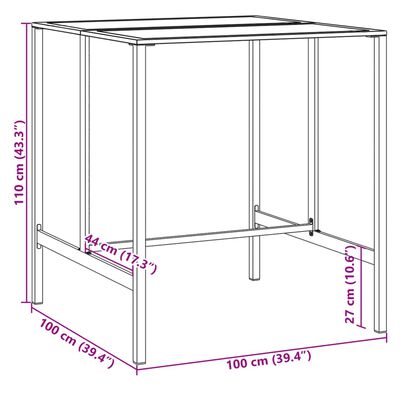 vidaXL Tavolo da Bar Nero 100x100x110 cm Acciaio Verniciato a Polvere