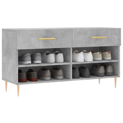 vidaXL Panca Porta Scarpe Grigio Cemento 102x35x55cm Legno Multistrato