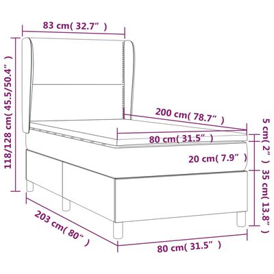 vidaXL Giroletto a Molle con Materasso Tortora 80x200 cm inTessuto