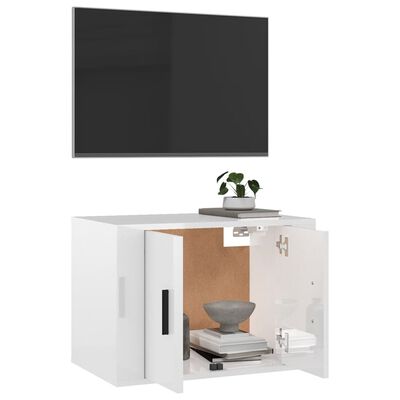 vidaXL Mobile Porta TV a Parete Bianco Lucido 57x34,5x40 cm