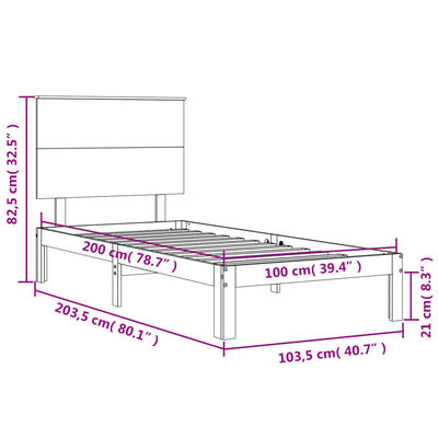 vidaXL Giroletto con Testiera Bianco 100x200 cm in Legno Massello