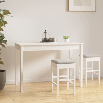 vidaXL Tavolo da Pranzo Bianco 110x55x75 cm in Legno Massello di Pino