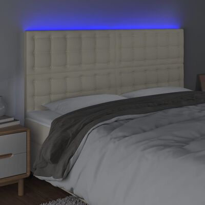 vidaXL Testiera a LED Crema 180x5x118/128 cm in Similpelle