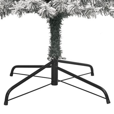 vidaXL Albero di Natale Sottile con Base e Neve Floccata 300 cm PVC