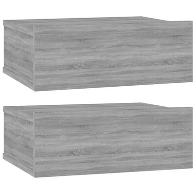 vidaXL Comodini Pensili Grigio Sonoma 2pz 40x30x15cm Legno Multistrato