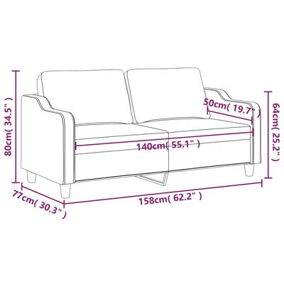 vidaXL Divano a 2 Posti Nero 120 cm in Tessuto