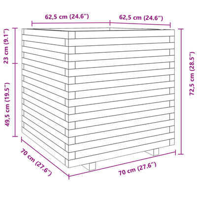 vidaXL Fioriera da Giardino 70x70x72,5 cm in Legno di Pino Impregnato