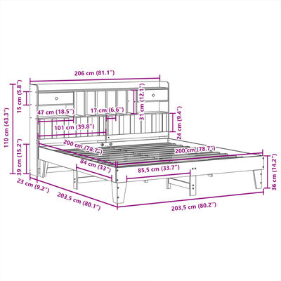 vidaXL Letto senza Materasso Marrone Cera 200x200 cm in Legno di Pino