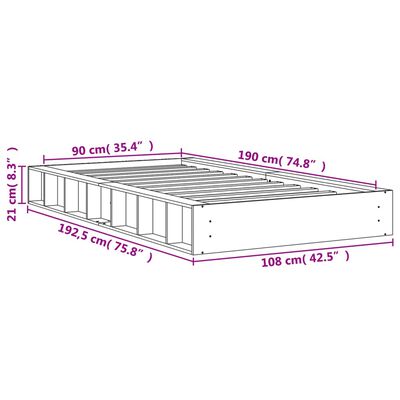 vidaXL Letto senza Materasso Marrone Cera 90x190 cm in Legno di Pino