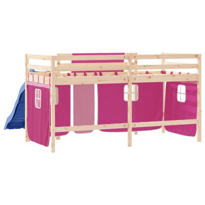 vidaXL Letto a Soppalco con Tende Bambini Rosa 80x200 cm Massello Pino