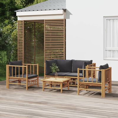 vidaXL Set Salotto da Giardino 5pz con Cuscini Grigio Scuro Bambù