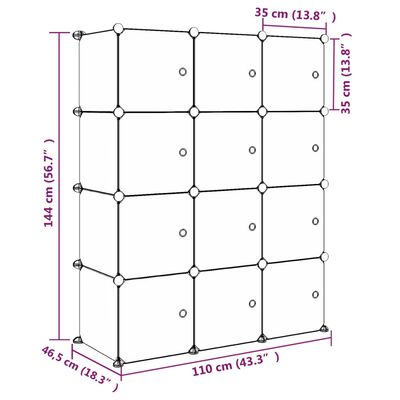 vidaXL Scaffale Portaoggetti per Bambini con 12 Cubi Rosa in PP