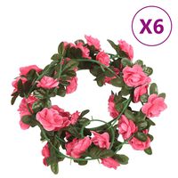 vidaXL Ghirlande Fiori Artificiali 6 pz Rosso Rosa 240cm