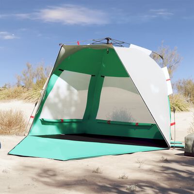 vidaXL Tenda da Spiaggia 3 Persone Verde Rilascio Rapido Impermeabile