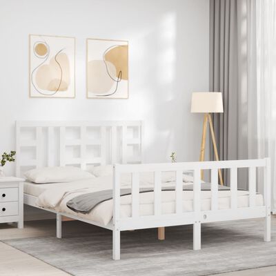 vidaXL Giroletto con Testiera Bianco 140x190 cm in Legno Massello