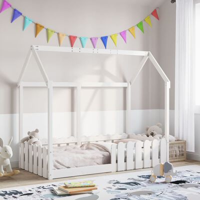 vidaXL Giroletto Casetta Bambini Bianco 80x160 cm Legno Massello Pino