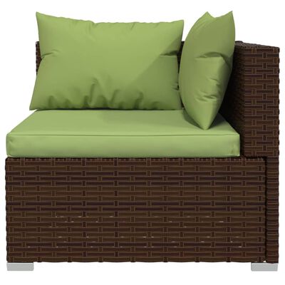 vidaXL Set Divani da Giardino 9 pz con Cuscini in Polyrattan Marrone