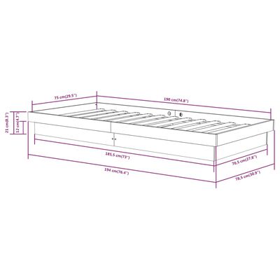 vidaXL Giroletto in Legno Massello 75x190 cm Small Single