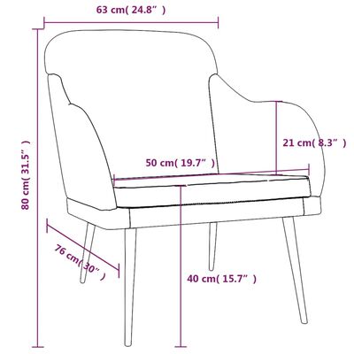 vidaXL Poltrona Nera 63x76x80 cm Velluto