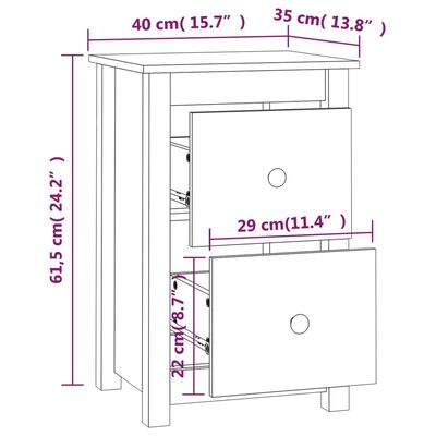 vidaXL Comodini 2 pz ambra 40x35x61,5 cm in Legno Massello di Pino