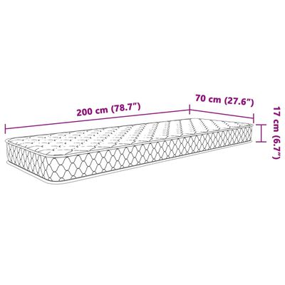 vidaXL Materasso Viscoelastico Bianco 70x200x17 cm