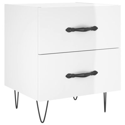 vidaXL Comodino Bianco Lucido 40x35x47,5 cm in Legno Multistrato