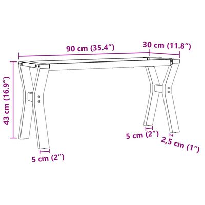 vidaXL Telaio Gambe a Y per Tavolino da Salotto 90x30x43 cm in Ghisa