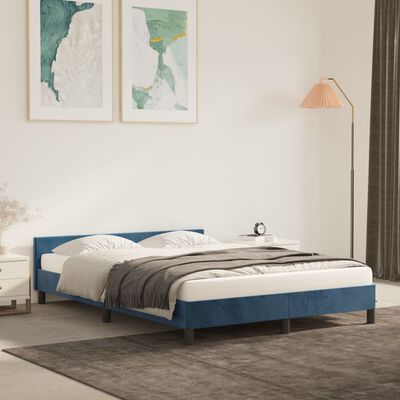 vidaXL Giroletto senza Materasso Blu Scuro 140x190 cm in Velluto