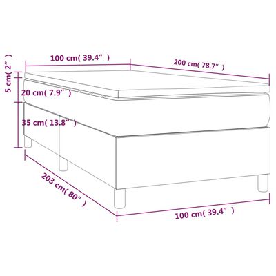 vidaXL Giroletto a Molle con Materasso Crema 100x200 cm in Tessuto